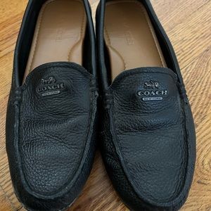 Black coach leather loafers
